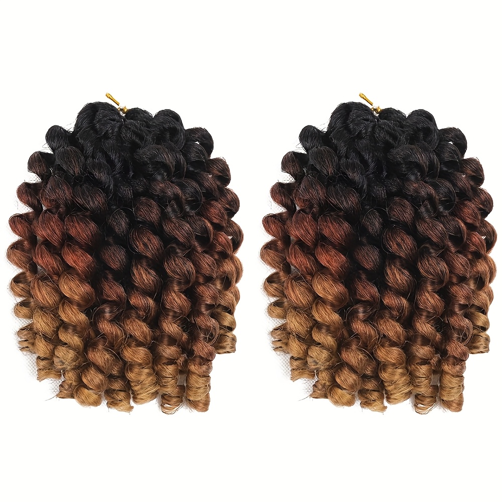 TEMU 2er Pack Stab Locken Häkelzöpfe Haar Jamaican Bounce Häkelhaar 8 Zoll Stab Locken Jamaican Zöpfe Locken Twist Haarverlängerung Häkelhaar