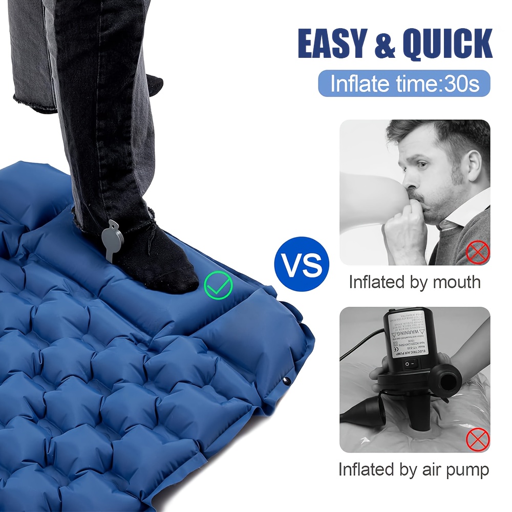 Outdoor Camping Self-Inflatable Sleep Pad, Portable Folding Mattress with Pillow, Built-In Foot Pump, Portable Camping Bed, Tear-Resistant Thickness Camping Pad, Self-Inflatable Air Sleep Pad, Ultra-Light Inflatable Sleep Pad, Suitable for Camping, Hiking, Backpacking, Tents, Picnics, And Travel, Is a Great Summer And Spring Break Gift