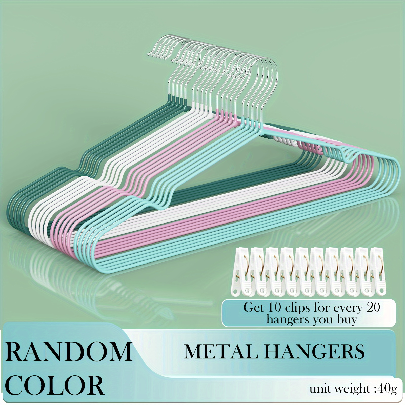 

Mixed Color Iron Hangers 20 Pack With 10 Free Clips Anti Slip Coating Clothes Wrinkle Free