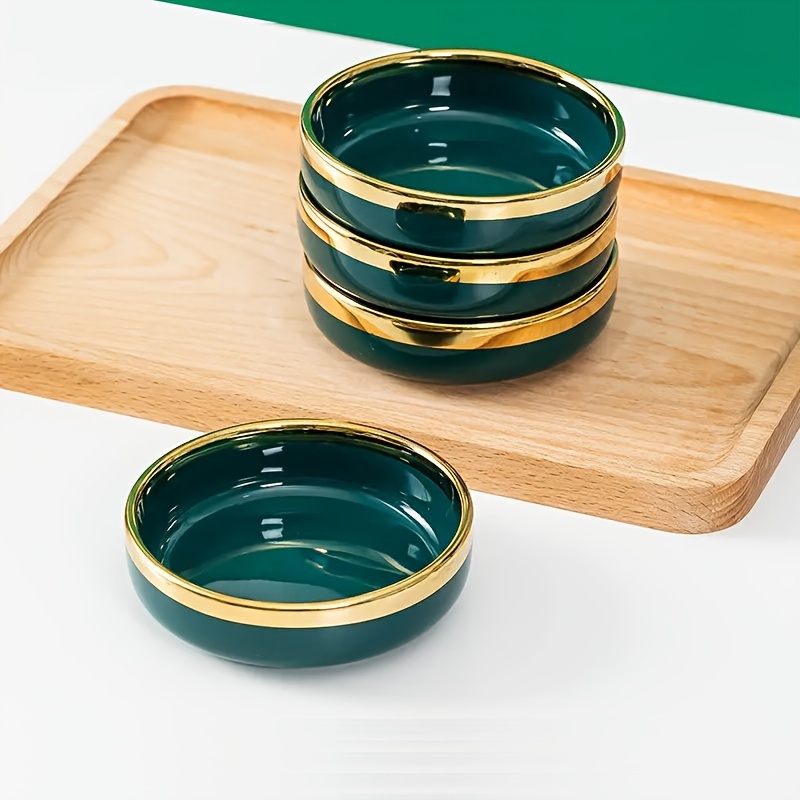 4pcs 3.5-inch Ceramic Appetizer Dishes With , Light Luxury High-end Tableware For Home And Commercial Use, Snack Dishes, Dip Trays