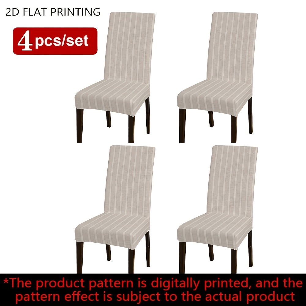 TEMU Juego de 4/6 fundas para sillas de comedor, para silla y sofá con de rayas verticales y de lino, para restaurante, , restaurante, decoración del