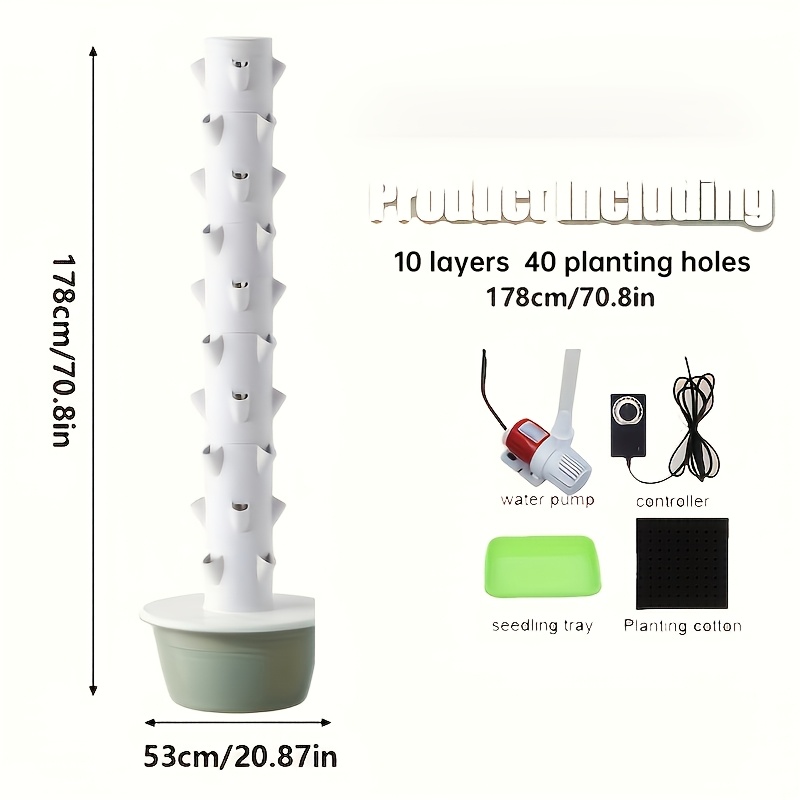 Vertical Hydroponic Tower, Indoor Hydroponic System With Reservoir, 3/5/7/10/11-tier Hydroponic Tower, Hydroponic Production Tower, Suitable For Home And Outdoor Use