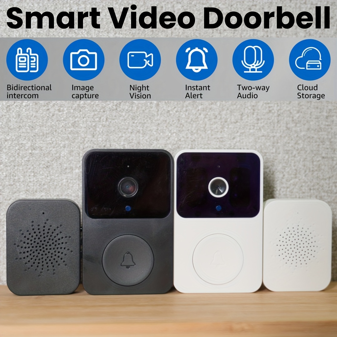 

[] Sleek White Smart Doorbell Camera With Hd Video & Night Vision - Voice-changing Security System, Wifi , , Usb Rechargeable 600mah Battery - Seamless Via Wall Mount, Wireless Doorbells For Home