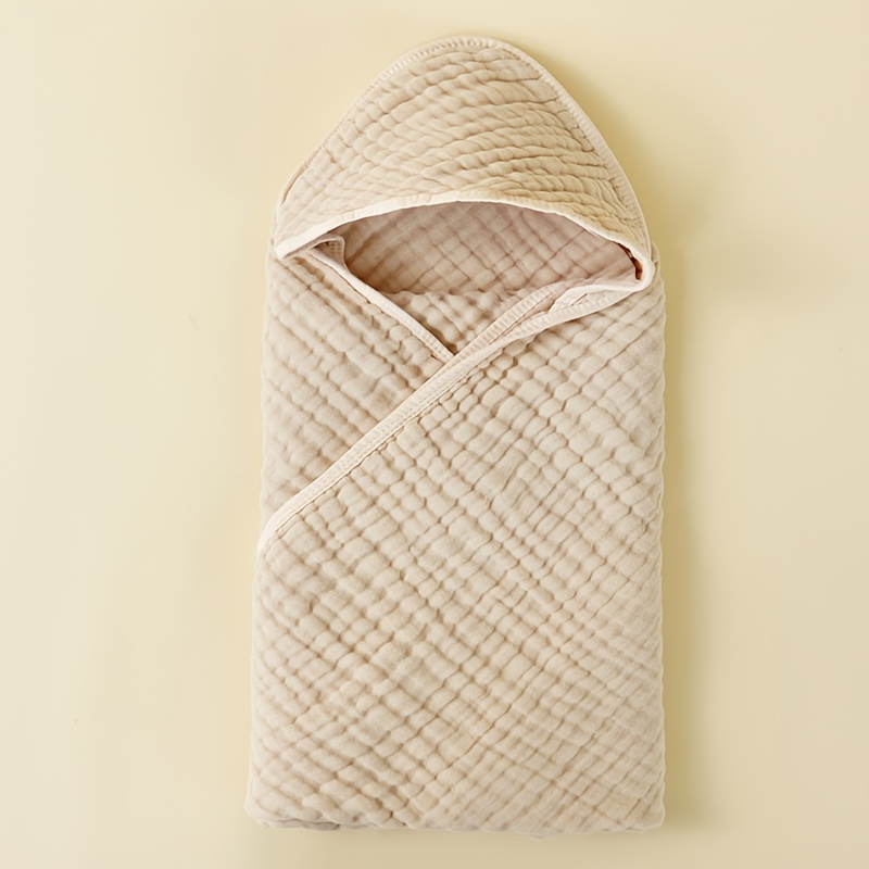 1pc Multifunctional Hooded Gauze Cape Bath Towel For Kids, Infant Solid Color Wearable Baby Cloak With Colors: Pink - - Light Gray - Green - Navy Blue
