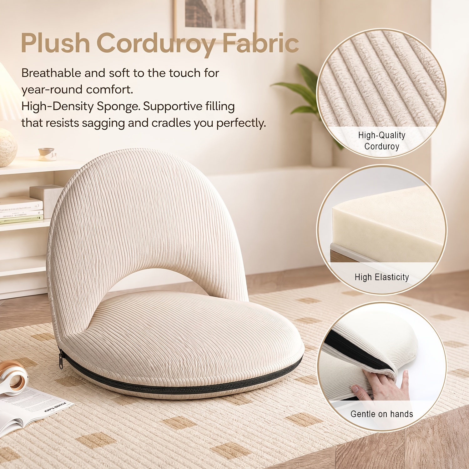 foldable sofa recliner 5 position adjustable floor chair ergonomic lounge chair living rooms bedrooms camping concerts and more padded foldable floor chair ideal for meditation and reading and Product details 7