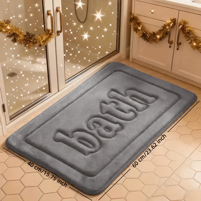 TEMU Bathroom Anti-slip Mat Coral Fleece Bath Mat Non-slip Bottom Machine Washable Low Pile Flat Soft Comfortable Absorbent Suitable For Room Kitchen