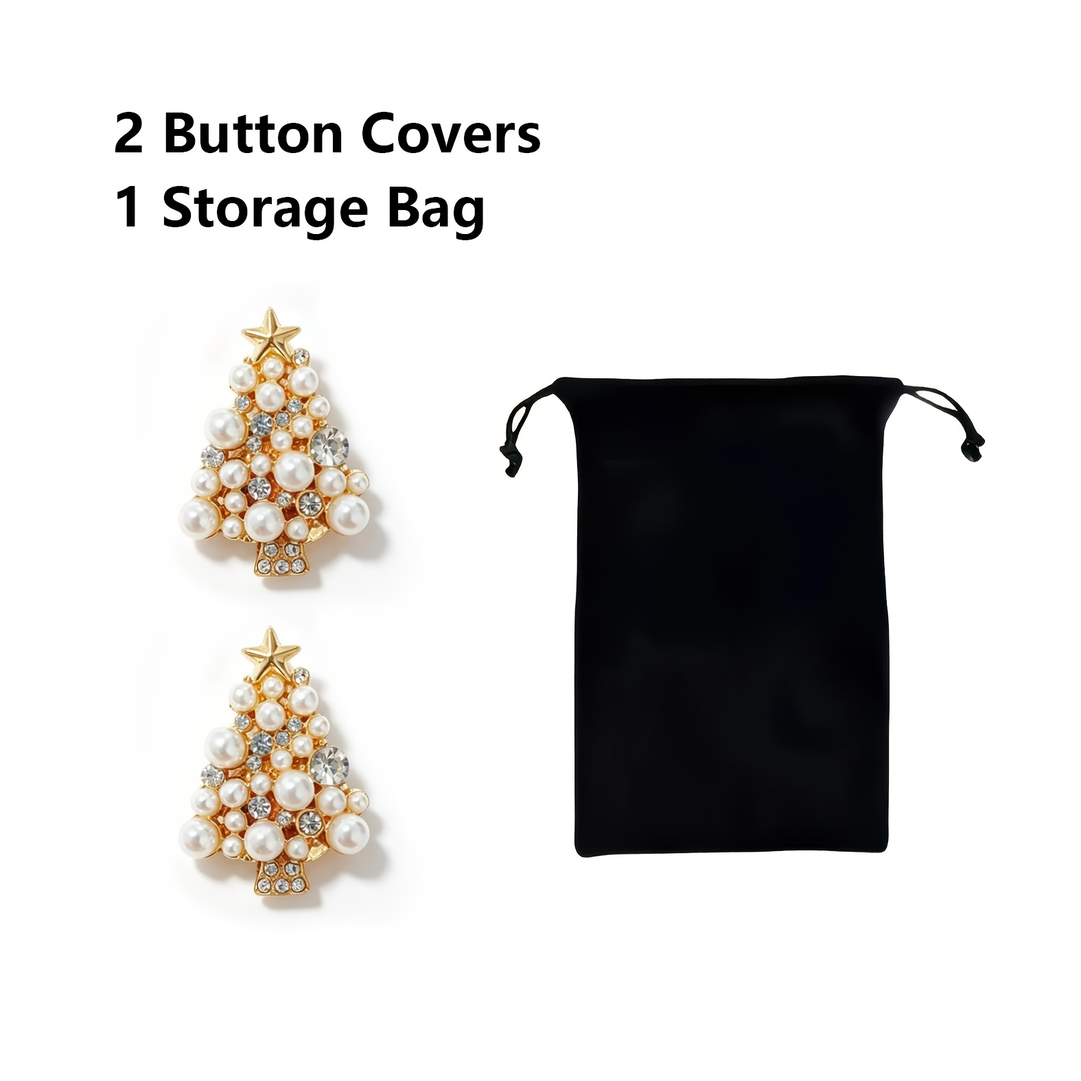 TEMU Christmas Tree Bead Button Covers, Christmas Decoration Buttons, Includes 2 Button Covers And 1 Storage Bag, Christmas Gifts, Suitable For