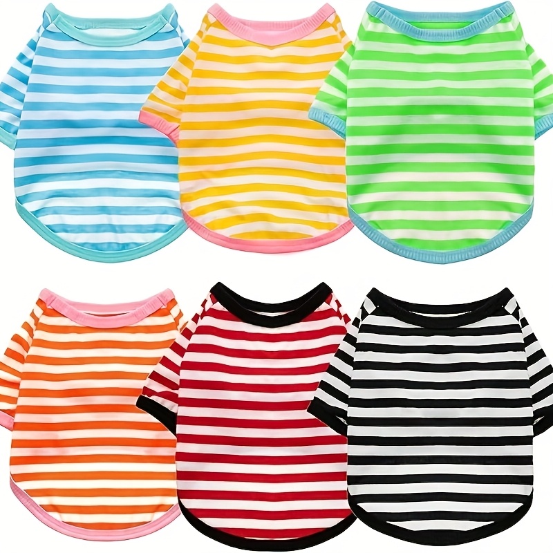 

6pcs Dog Striped T-shirt Dog Shirt Breathable Pet Apparel Puppy Sweatshirt Dog Clothes For Small To Medium Dogs Puppy (s)