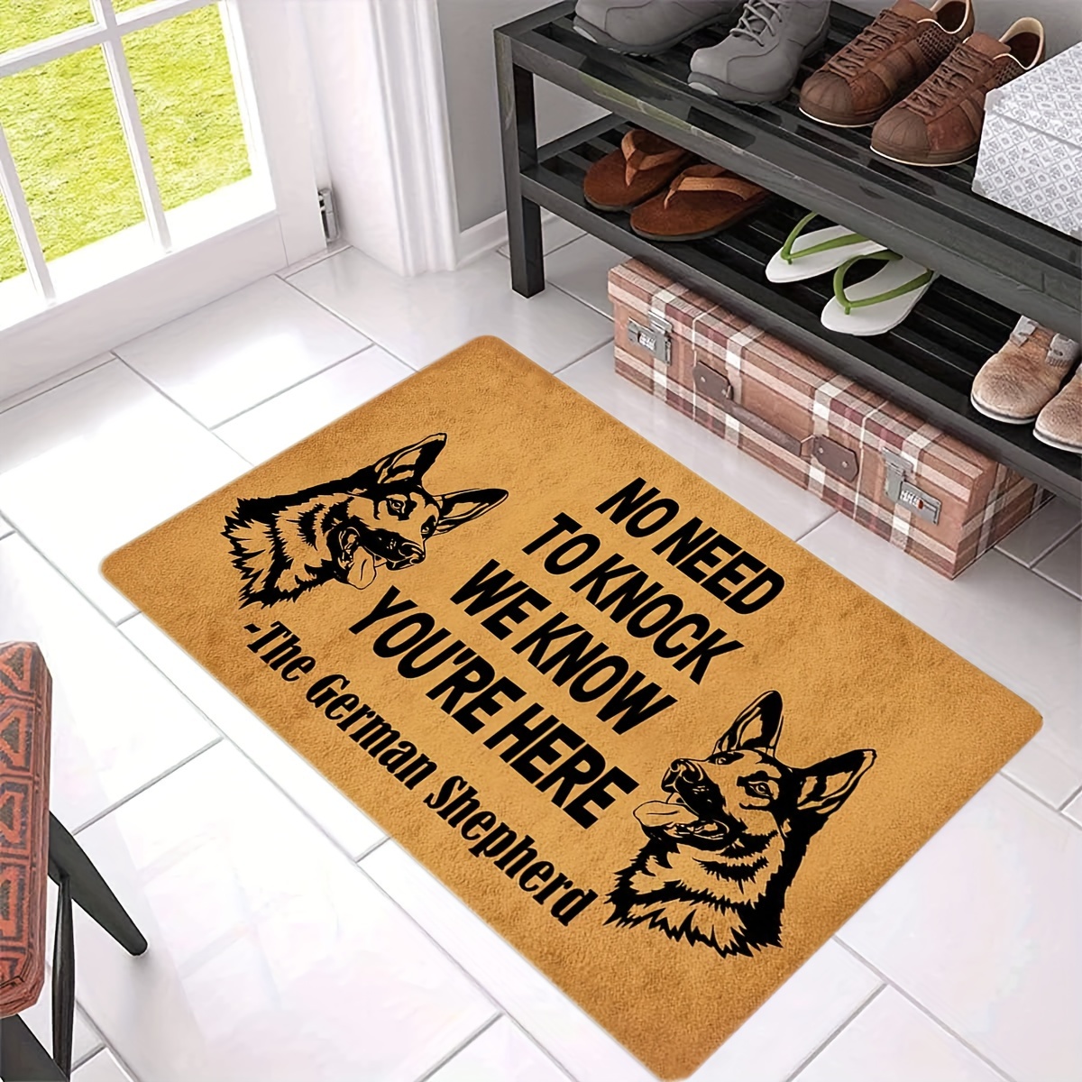 humorous welcome mat german shepherds no required=
