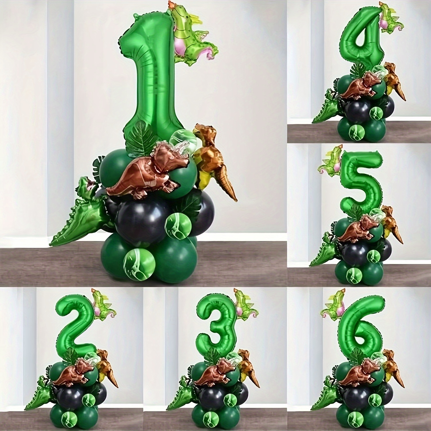 

Border New 25pcs1-9 Dinosaur Green Digital Birthday Pillar Set Dinosaur Theme Birthday Party Decoration Balloon