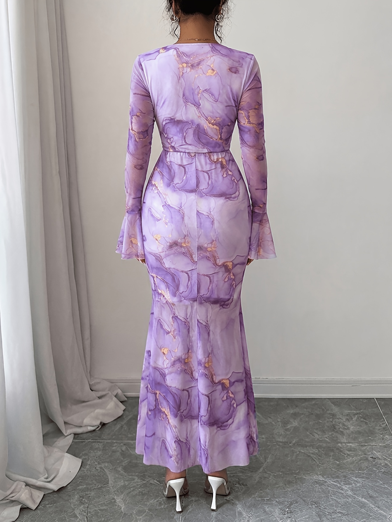 purple and gold tie dye dress ZARA WOMAN MULTICOLORED TIE DYE TUNIC DRESS VISCOSE SIZES M-L_7912/034_FW23  NWT