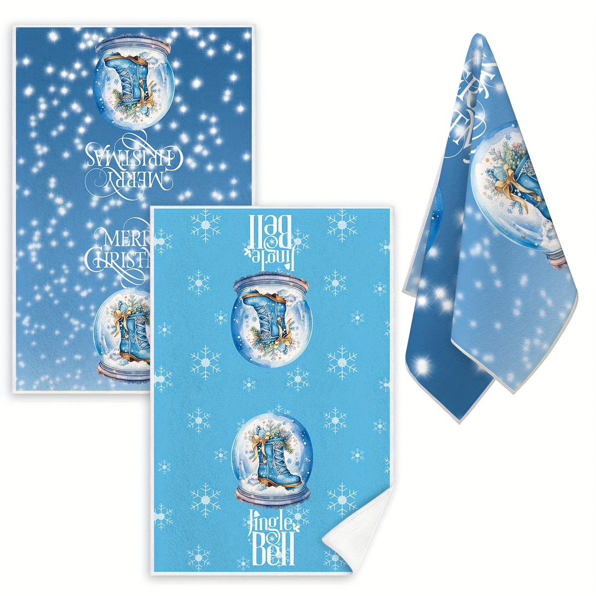 a set of two christmas ball print kitchen towels exquisite christmas napkins hand towels   bathroom towels multi purpose towels tea towels soft and absorbent for   decor and daily cleaning use