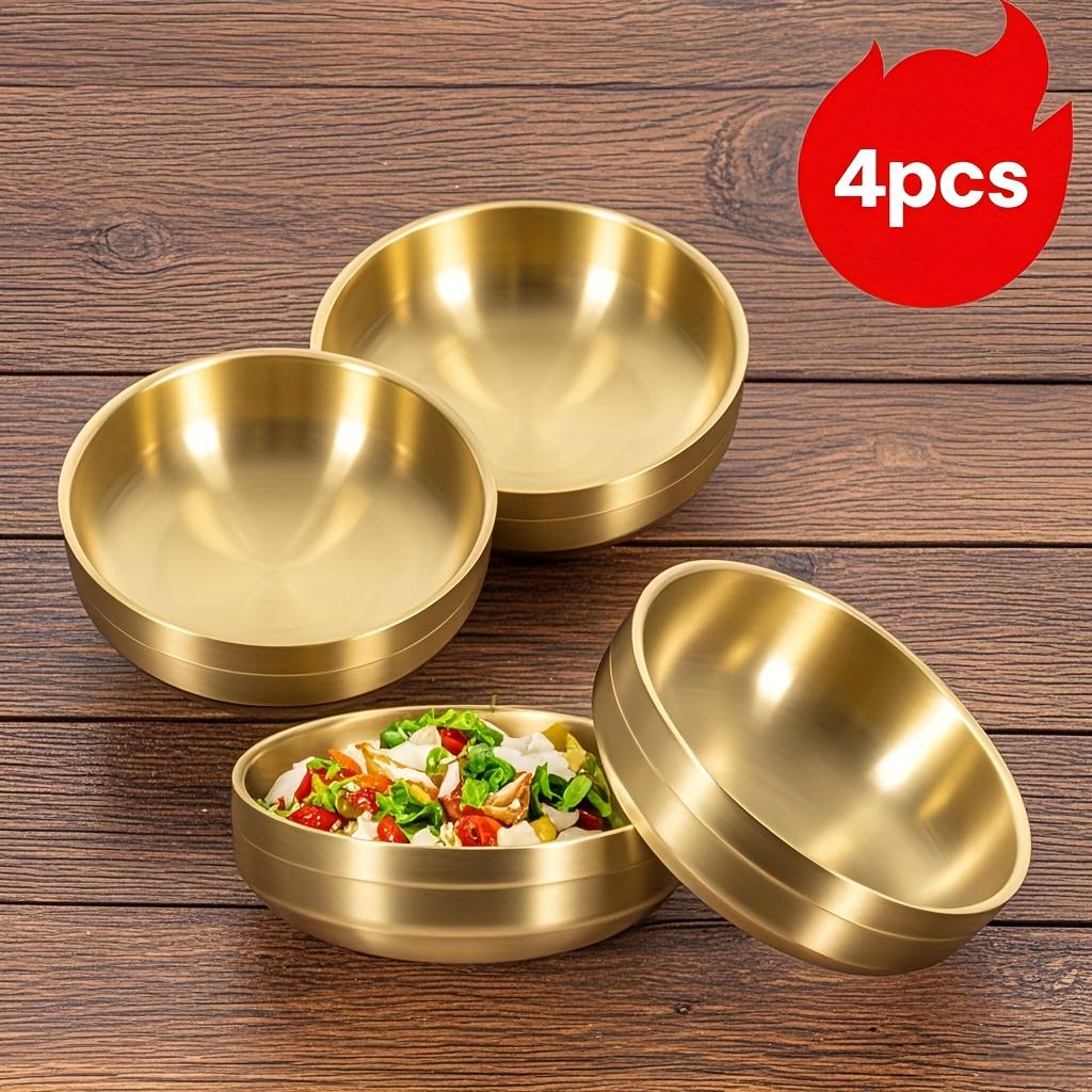 TEMU 4pcs Golden Stainless Steel Soy Sauce Dish, Dipping Pinch Bowls, Small Condiment Seasoning Dip Bowls, Mini Metal Ramekins Cups For Spice Sushi