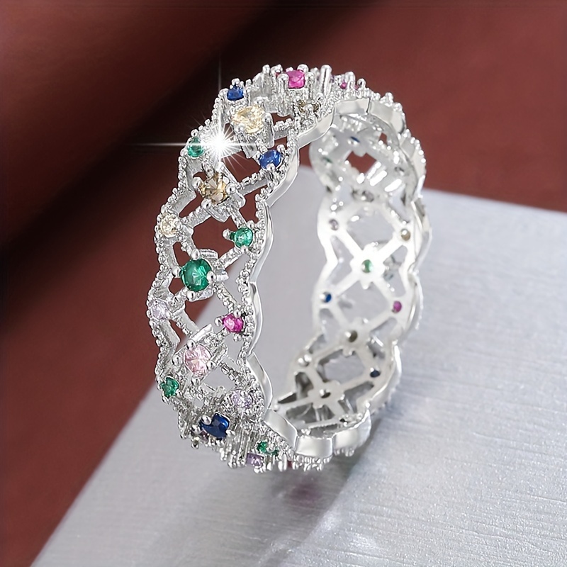 Exquisite Hollow Geometric Square Design Synthetic Synthetic Zirconia Women's Ring