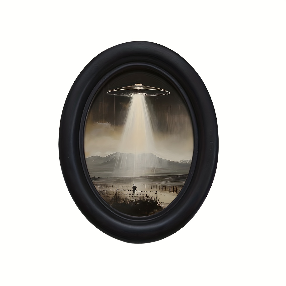 TEMU 1pc, 3d Product Spaceship Photo Frame (4.16 X 5.25 Inches), With Oval Decorative Plate, Oval Wall Decor, Handmade Photo Transfer, Suitable For