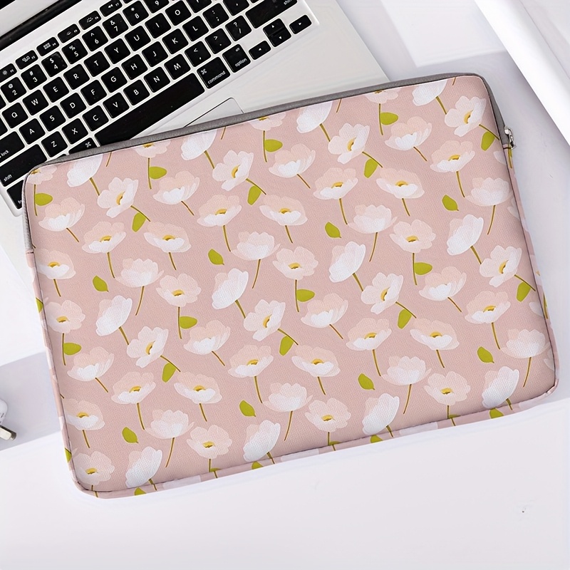 floral laptop sleeve zipper light pink computer tablet case Temu