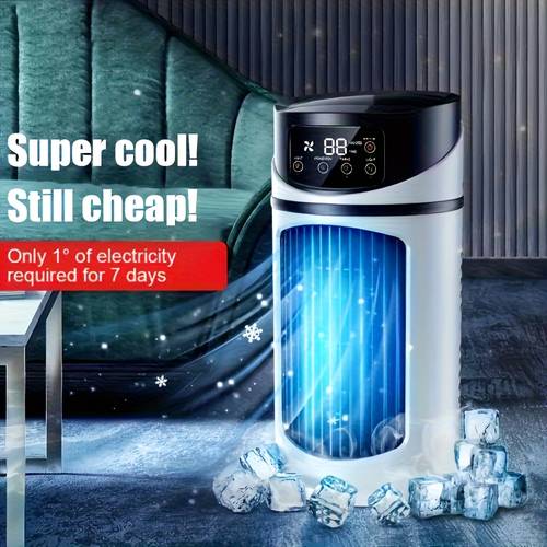 3 in 1 portable air conditioner humidifier atmosphere light fan usb cooler with 16 91oz large water tank colorful lights 6 speed wind adjustment adjustable mist output essential cooling device for home and office