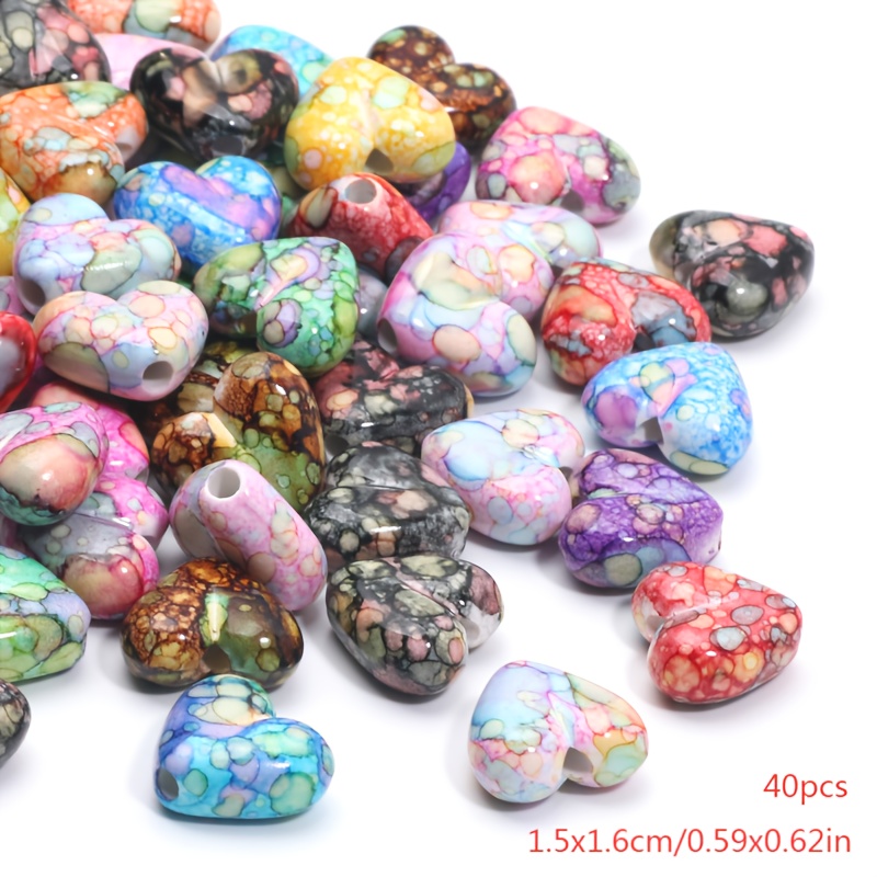 Image of 40pcs Watercolor Gradient Acrylic , 15x16mm Spacer Beads For Jewelry Making Diy Bracelet Necklace Earring Clothing Decoration Accessories
