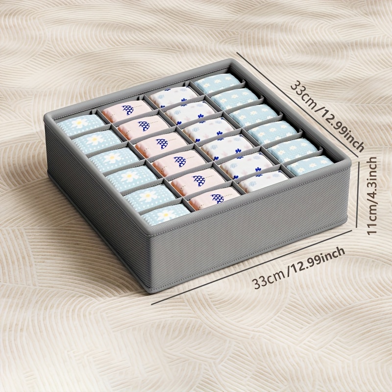 TEMU Socks, Underwear Storage Box, 24-compartment Storage Box, Daily Storage Needs, Closet Space, Neat, No Lid, Easy To, Folding Storage Box, From