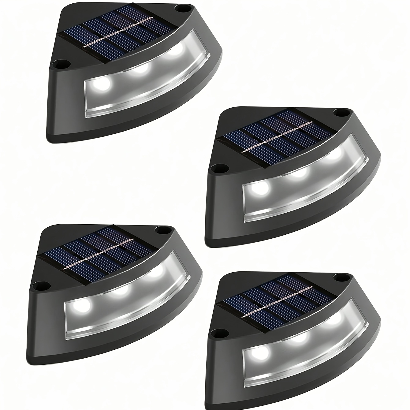 TEMU 4pcs Solar Step Lights Outdoor Ip44, Motion Sensor Auto Security Stair Lights For Patio Garden Deck Driveway, Energy Saving Landscape Pathway
