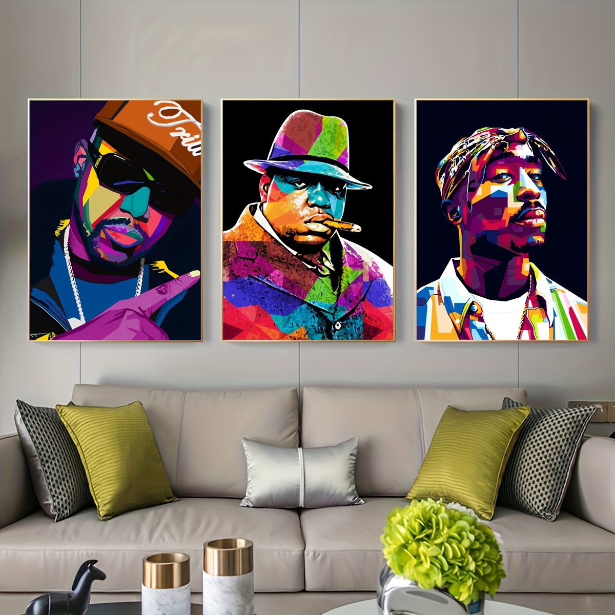 3pcs Unframed Canvas Poster, Music Hip-hop Singer Painting, Canvas Wall 