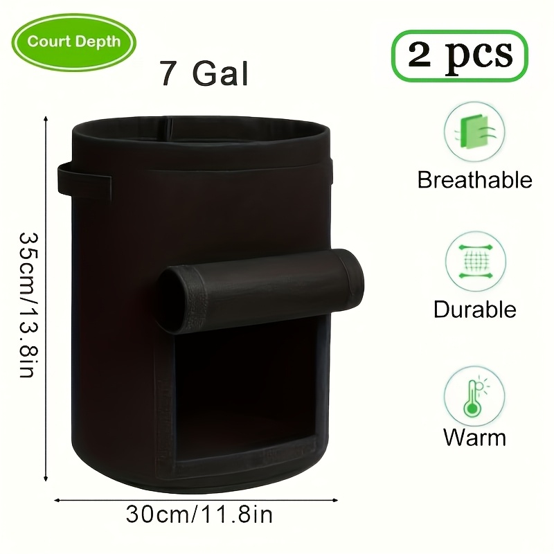TEMU 2 Pack Heavy-duty Potato Grow Bags Suitable For Potatoes, Sweet Potatoes & Vegetable Gardening - 7 Gallon Non- Fabric Planters With Handles,
