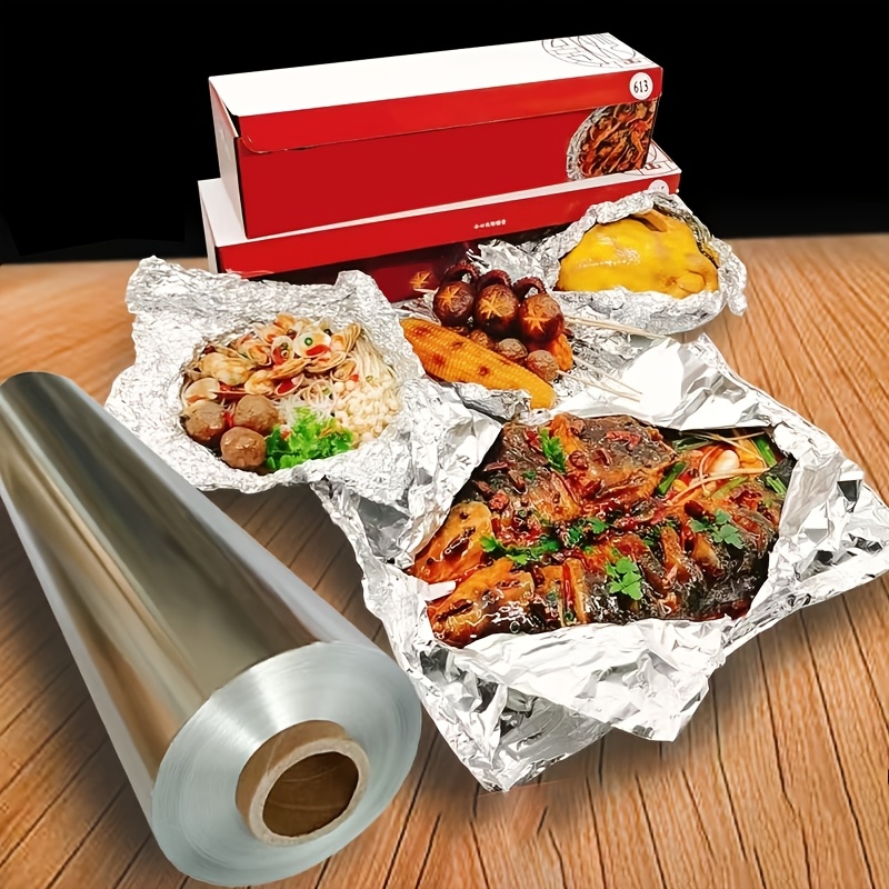 Rouleau de Feuille d'Aluminium Épaisse, Jetable pour Conservation des Aliments Ménagers, 2000 cm/787,4 pouces, Barbecue, Cuisson au Four et Friteuse à Air, Emballage Alimentaire, Pique-niques, Noël, Réunions de Famille, Papier d'Emballage Durable, Feuille d'Aluminium de Cuisine