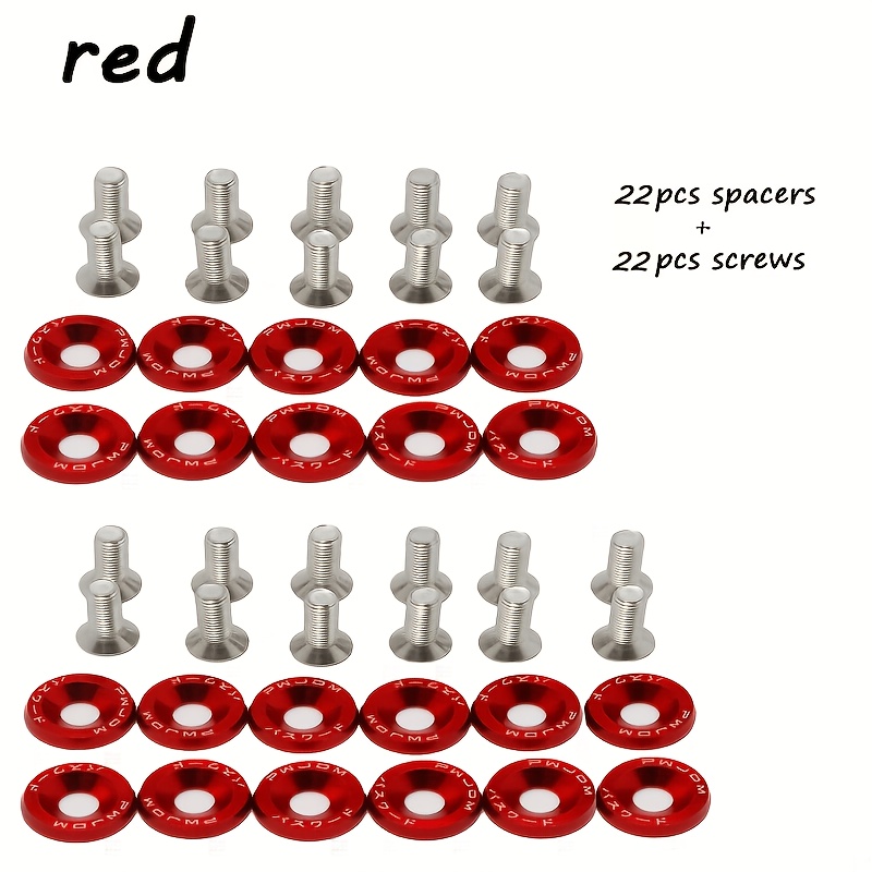 TEMU 44pcs Set (22 Screws And 22 Washers) Aluminum M6 X 22 Automotive And Motorcycle Styling Modification Kit: Fender Washers, License Plate