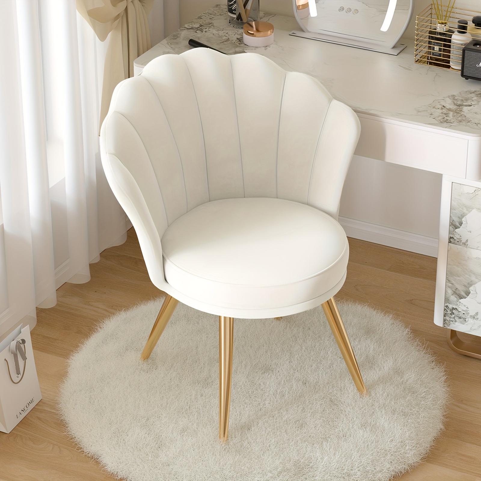 modern velvet accent chair with back upholstered vanity chair for makeup room makeup side chair desk chair with golden metal legs for bedroom living room