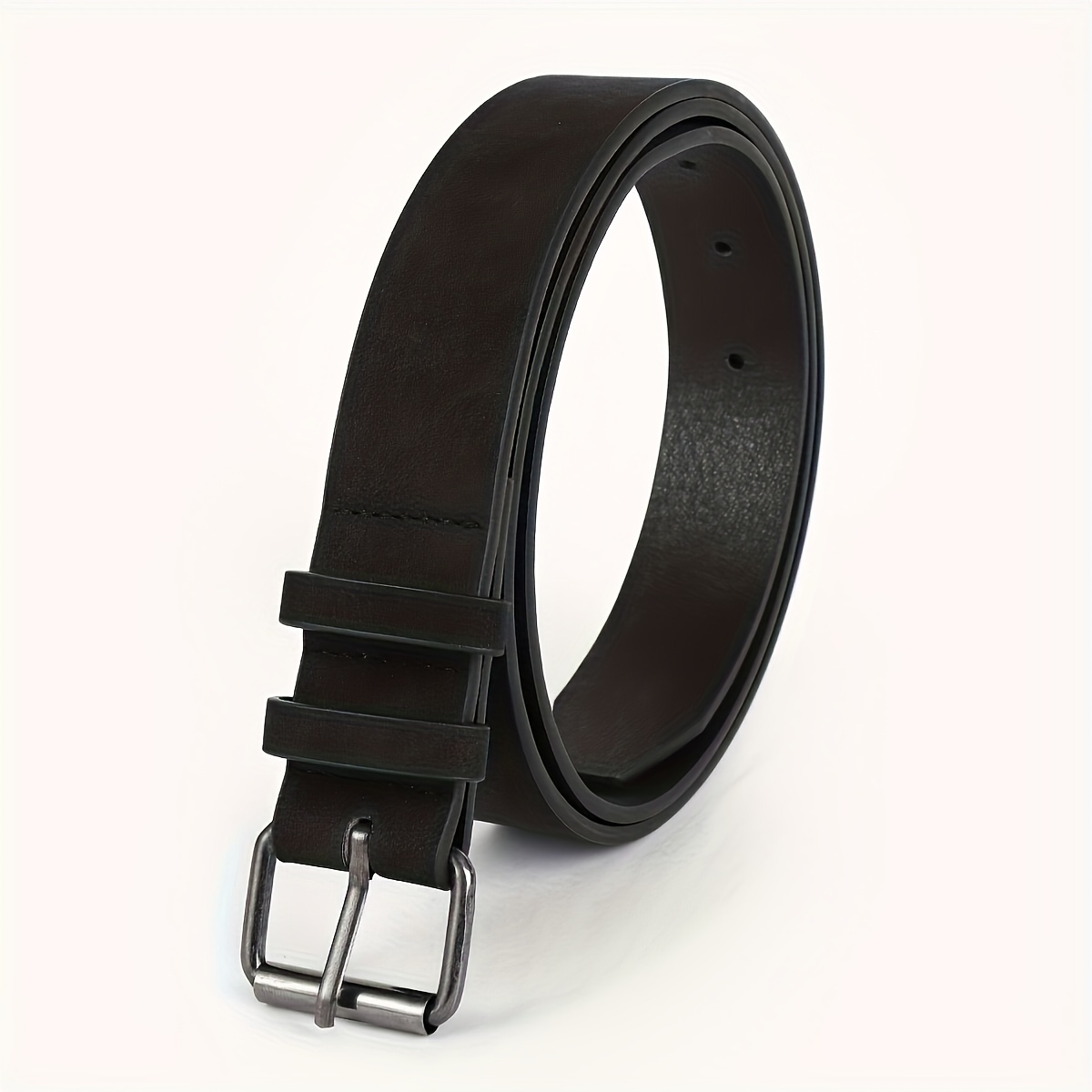 

1pc Black Pu Leather Fashion Belt, Simple And Versatile Design, Western Cowboy Style, Daily Use, Men And Women