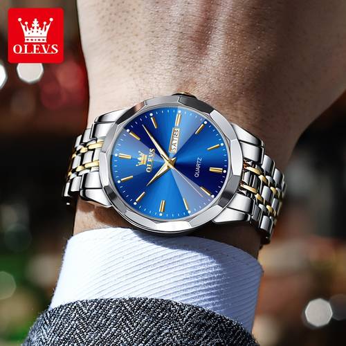mens casual leather watch big face chronograph watch for men to read dress watch mens luminous date watch
