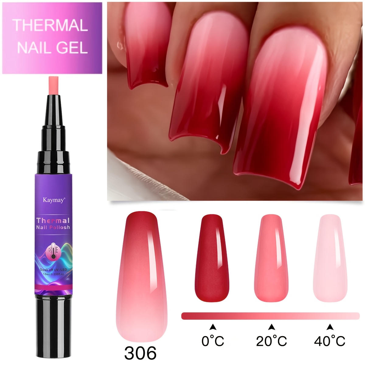 Image of 1/6pcs Temperature-sensitive Color-changing Nail Gel Pen 10ml, Twist To Dispense Gel, , High , Colorful Hues, Suitable For Travel And Parties