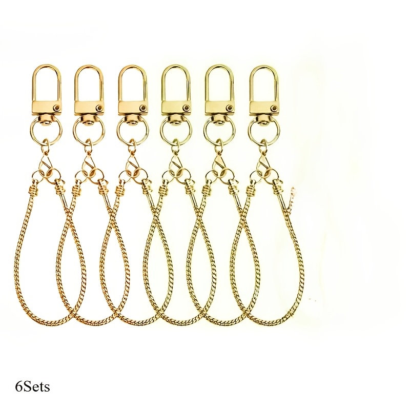 TEMU 6 Sets (6pcs Door Clasps And 6pcs Keychains) Keychain Additions Set, Beadable Closed Key Chain Pendants For Bag Phone Charm Making