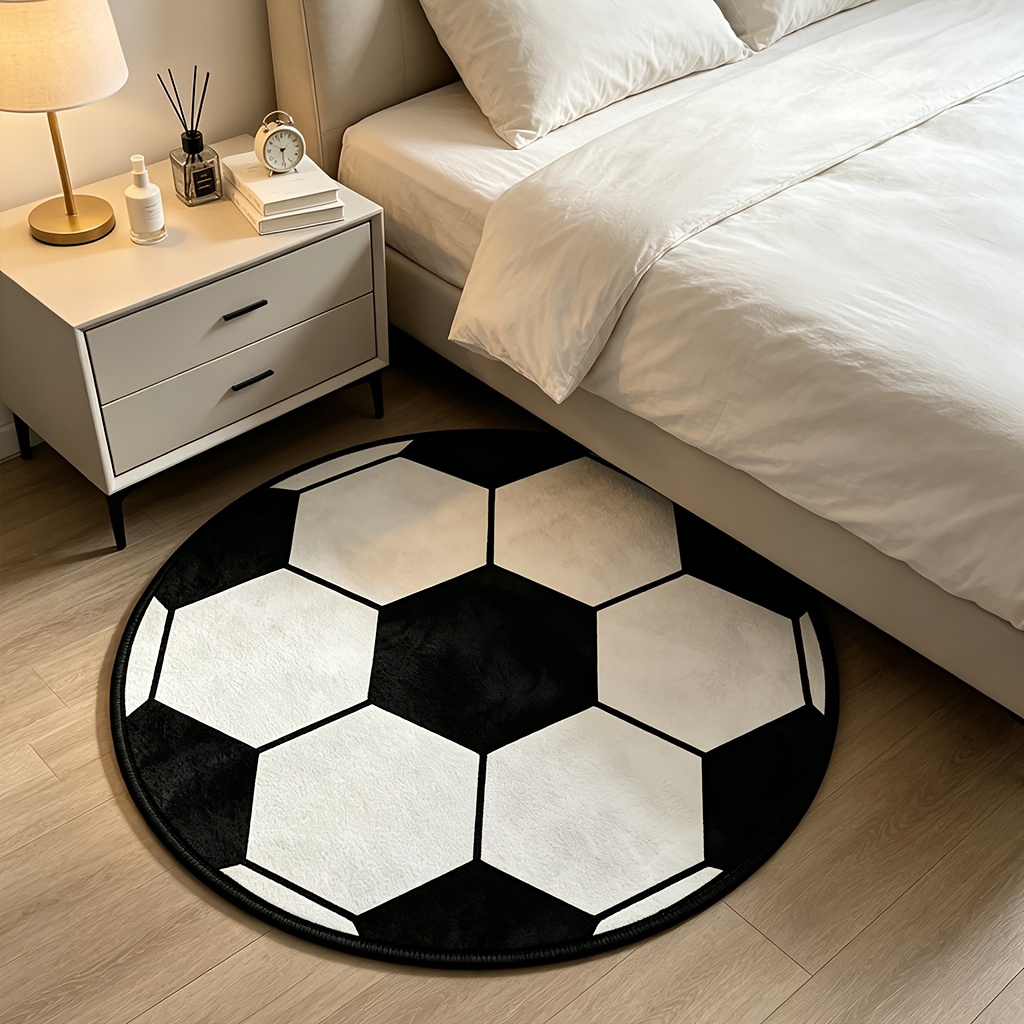TEMU 1pc Football Pattern Long Runner Rug, Round Rug, Suitable For Living Room Rugs, Study Rugs, Laundry Room Rugs, Bedroom Rugs, Kitchen Wood Floor