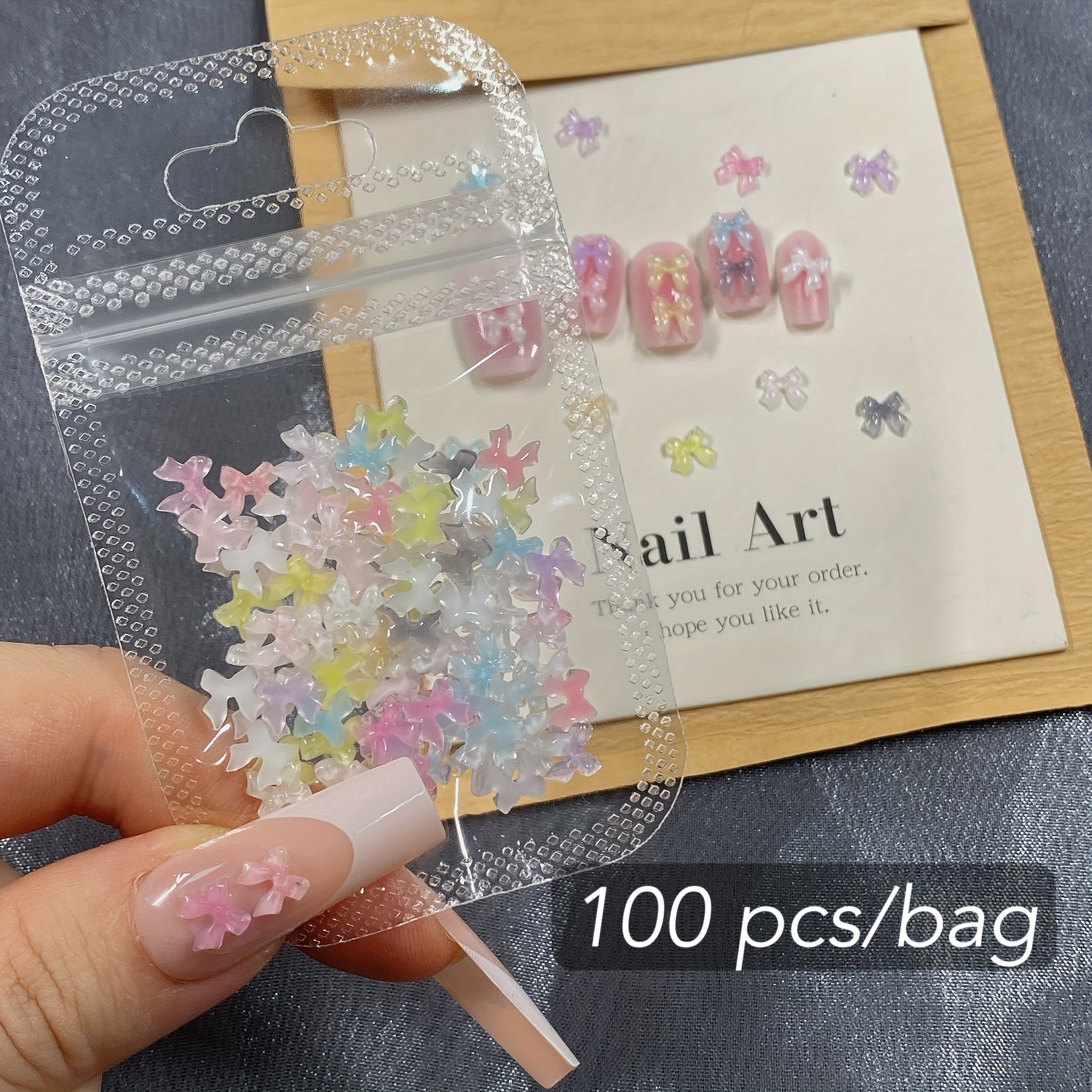 100pcs/bag Cute Colorful Transparent Mini Resin Bows, Perfect For Phone Cases, Scrapbooking, Jewelry Making And Nail Art Decoration!