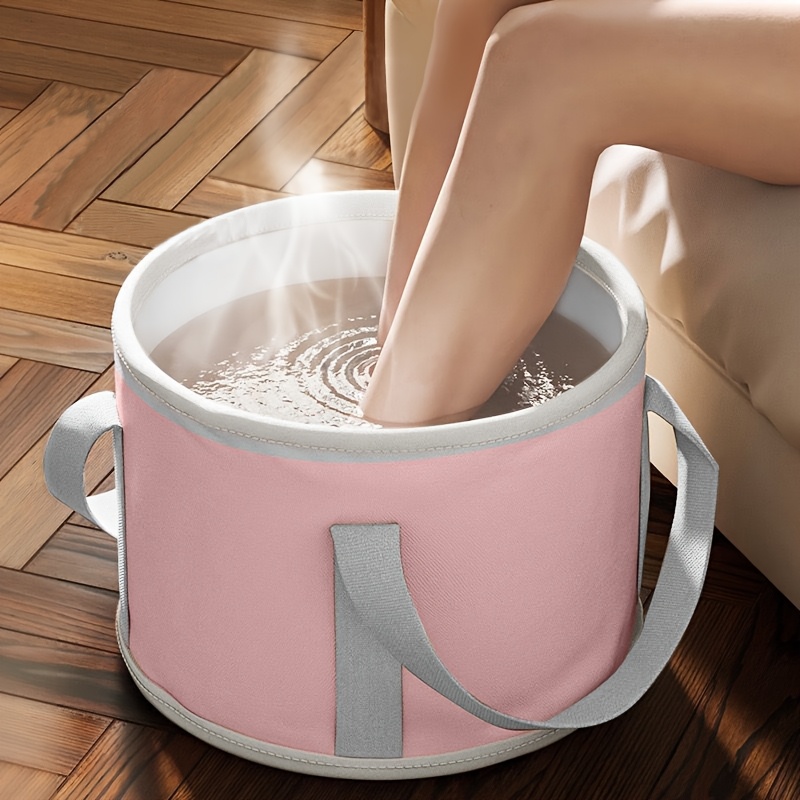 TEMU Collapsible Foot Soak Bath Tub - Insulated Non-electric Portable Spa Basin With Reinforced Handles, Unscented, Multipurpose Use No Electricity Needed