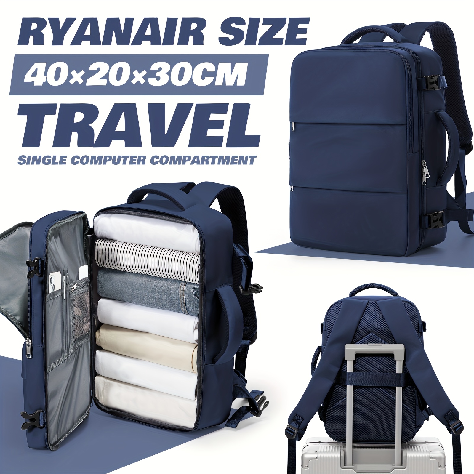 TEMU Ryanair Backpack 40x30x20cm, Ryanair Cabin Backpack, Boarding Backpack/air Backpack/travel Backpack For Short Trips, Easy To Put Backpack ,