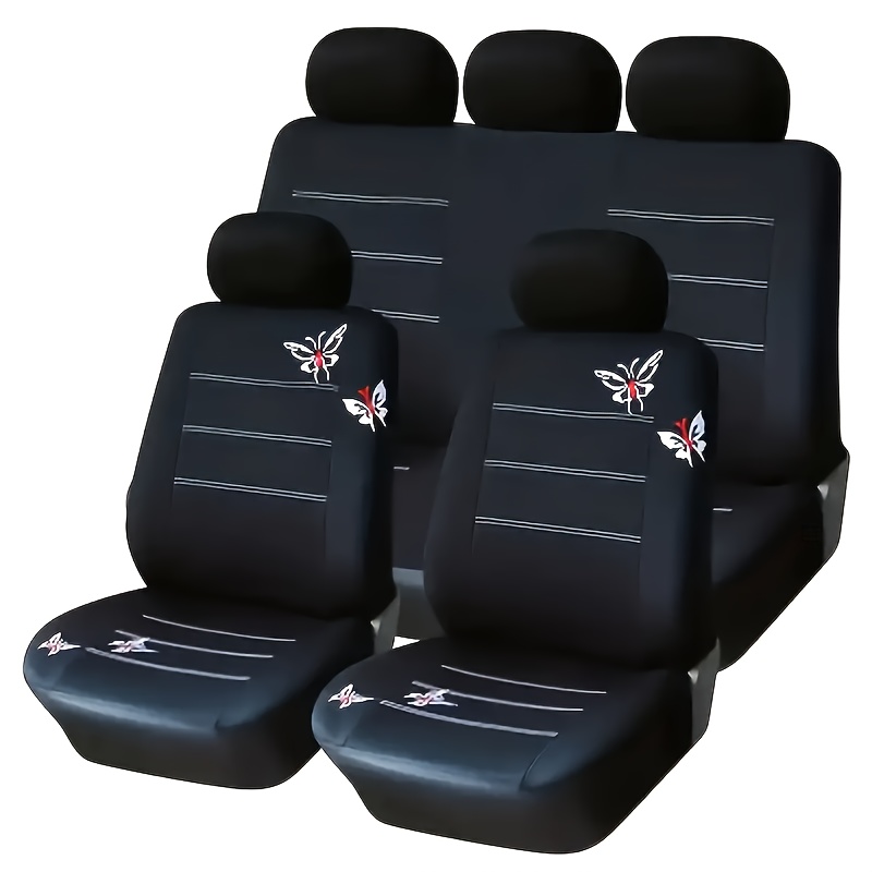 

9pcs Embroidered Car Seat Covers Set - , For 5- Vehicles, All- Polyester,