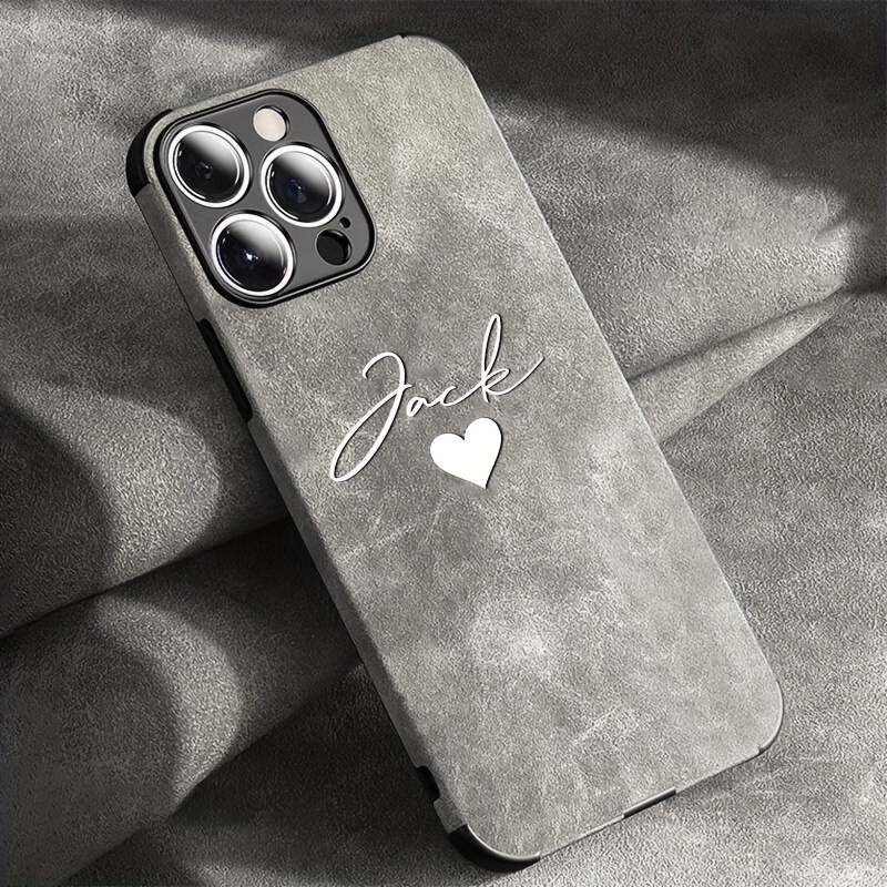 Personalized Customized Initials Name DIY Phone Case Compatible with iPhone 16 15 14 13 12 11 Pro Max Plus Fashionable Solid Color Soft Lambskin Faux Leather Shockproof DIY Customized Name Engraved Gift Cover iPhone 16 15 14 Pro Max Plus