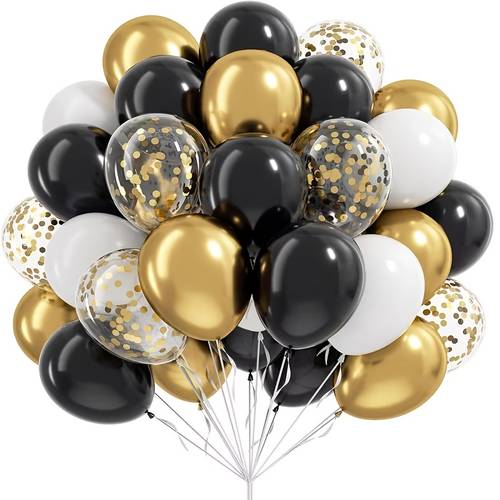 34 black white and golden balloons metallic sequin balloons suitable for new year graduation anniversaries birthdays and wedding decorations made of latex for and holidays
