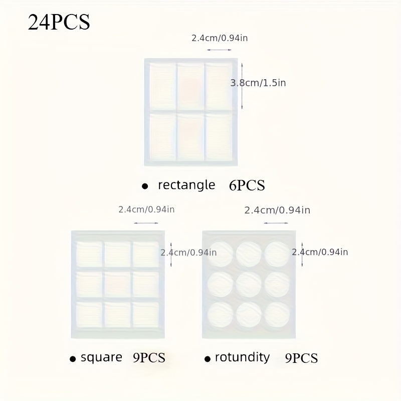 24 Sheets/1 Set Of High-, Nano Double-sided Tape For Wall Mounting, Transparent And Residue-free