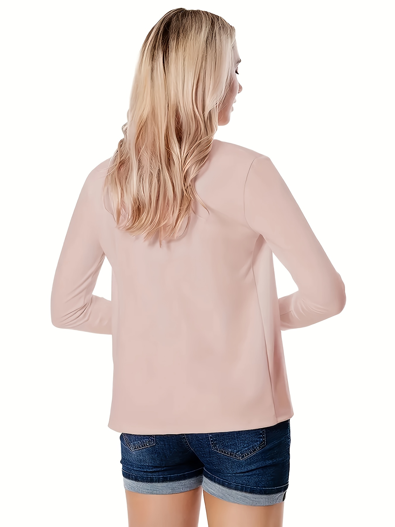 Women'S Lightweight Long Sleeve Casual Blazer - Solid Color Notch Lapel Jacket for Spring & Fall, Versatile Office & Casual Attire, Spring Outerwear, Sophisticated Style, Notch Lapel Design