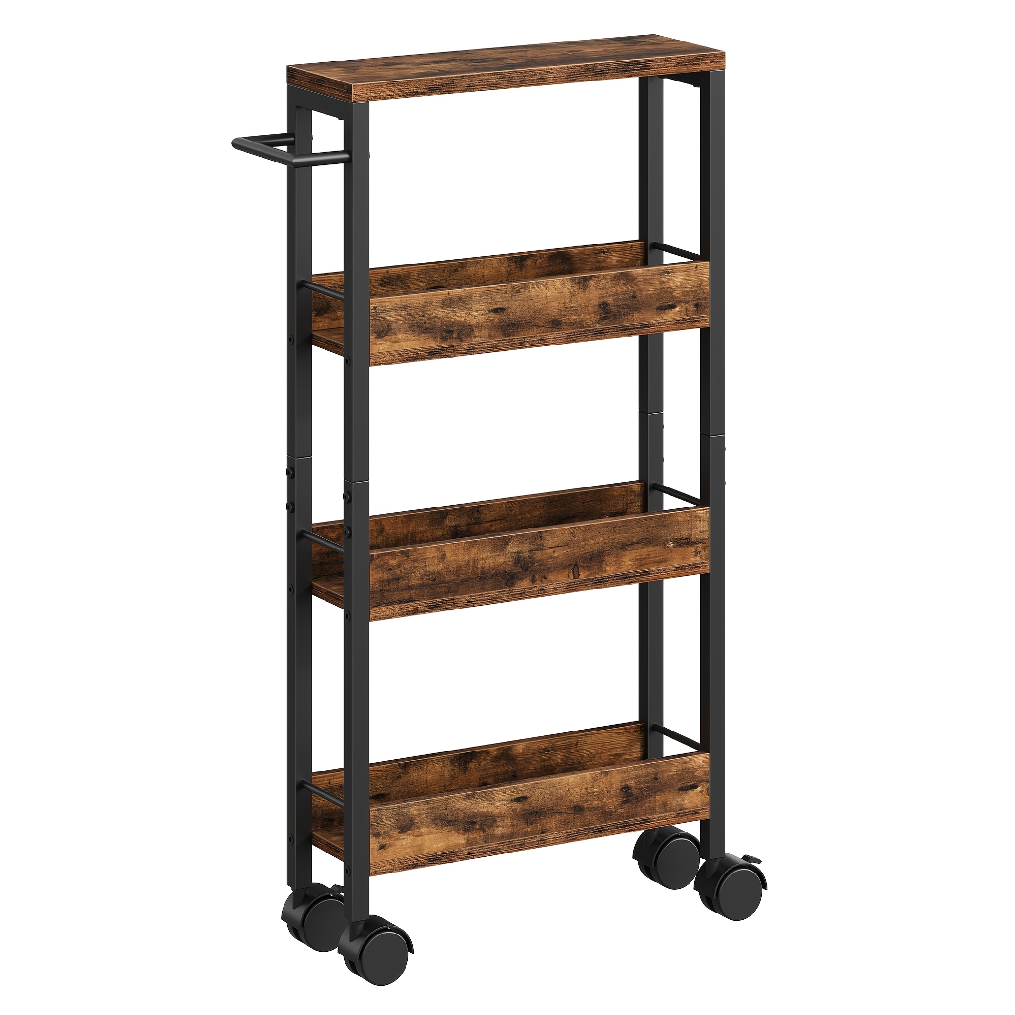 Narrow Rolling Storage Cart, 4-tier Slim Shelving Unit, With Wheels And Handle, Open Storage Shelves, For Bathroom, Kitchen, Laundry Room, Narrow , Small Spaces, Home Office, Suitable For Home Storage