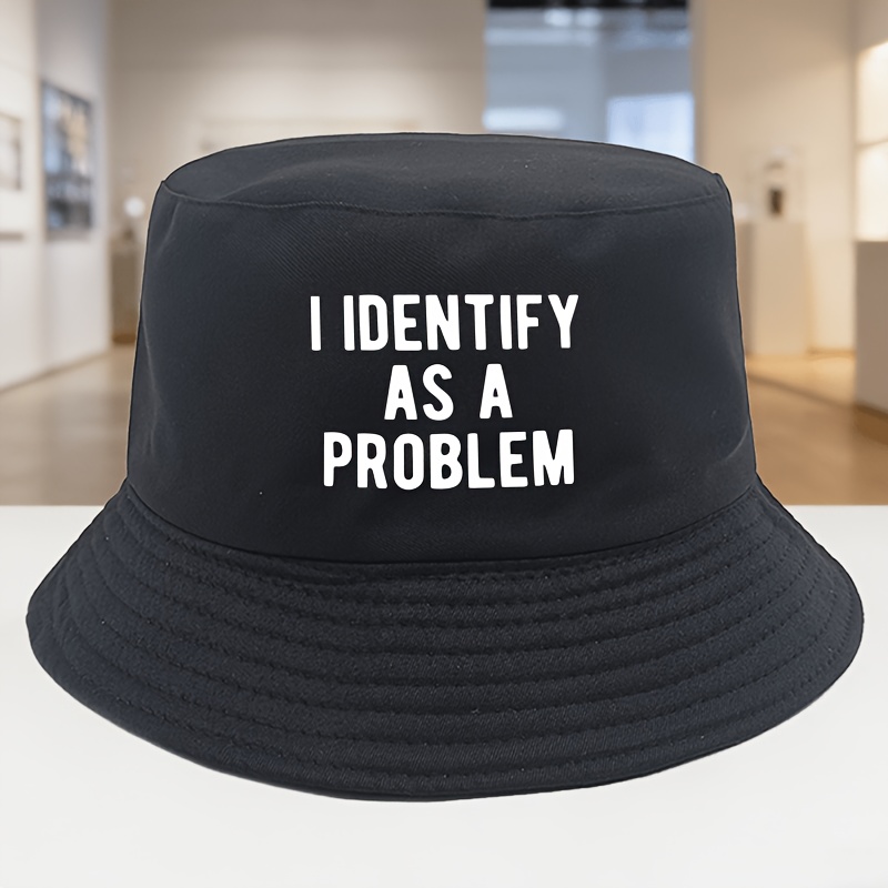 Moden in zanimiv ribiški klobuk z napisom "I IDENTIFY AS A PROBLEM", najboljše darilo za pohodništvo na prostem, ribolov, zabave in prijatelje