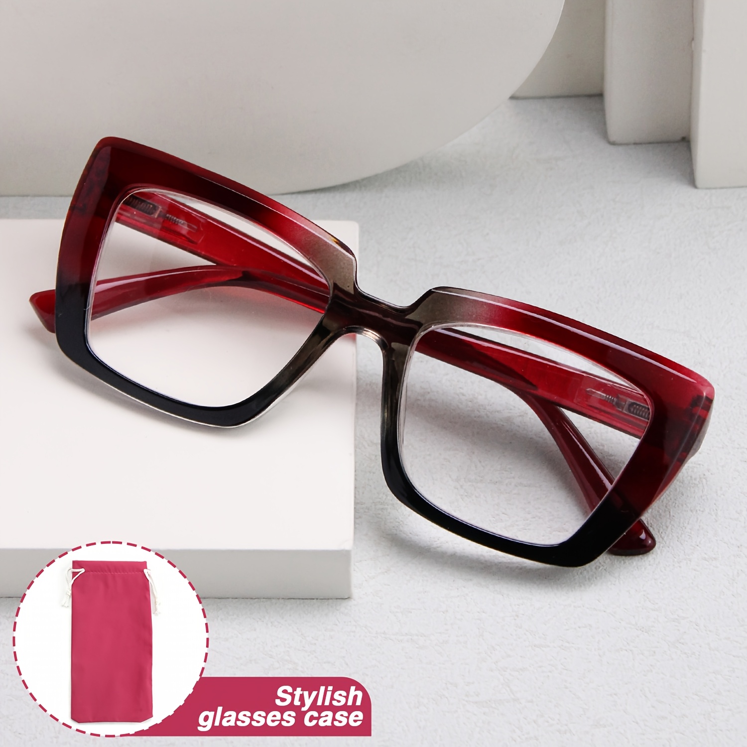 3pcs Fashion Oversized Rectangular Monogram Glasses Set