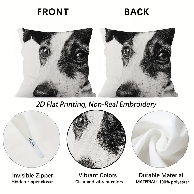 4pcs black and white terrier dog sketch throw pillow covers 2d flat printed realistic puppy adult cushion covers double sided luxury sofa room bedroom decor zipper closure machine washable no inserts home decor contemporary design print durable fabric decorative pillows pet lovers 2d flat Product details 7