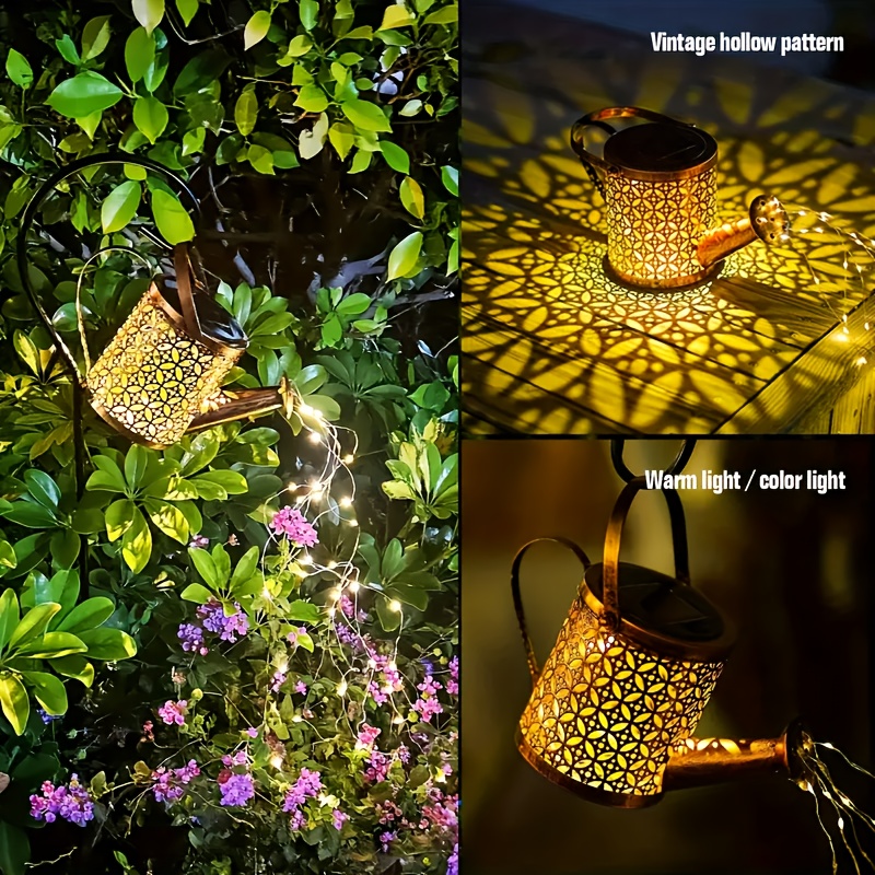 Lampada Solare LED Da Giardino A Forma Di Brocca E Annaffiatoio, Decorazione Cascata Di Luci, IP55