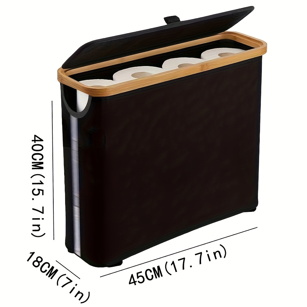 Toilet Paper Basket, Bamboo Toilet Paper Storage - Ultimate Bathroom Storage with Bamboo Lid, Large Toilet Paper Holder Can Hold 9 Rolls, Bathroom Toilet Paper Storage Cabinet, Toilet Paper Storage Containers 4 Toilet Paper Basket, Bamboo Toilet Paper Storage - Ultimate Bathroom Storage with Bamboo Lid, Large Toilet Paper Holder Can Hold 9 Rolls, Bathroom Toilet Paper Storage Cabinet, Toilet Paper Storage Containers - Image 4