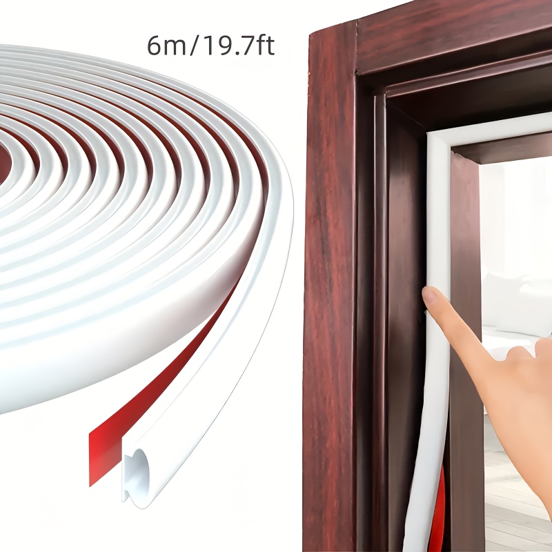 6m/19.7ft Door Weatherstrip, D-shaped Soundproof Strip, Door And Window Rubber Windproof Rainproof Seal, Self-adhesive Door Windproof Rainproof Strip Soundproof Door Seal