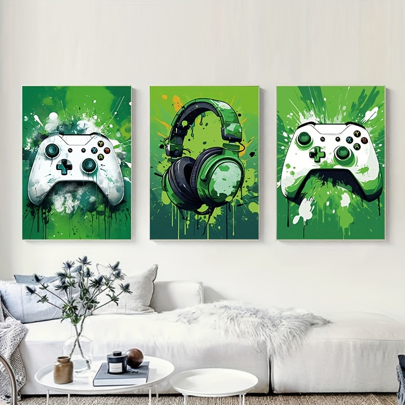 Unframed Canvas Poster Modern Art Graffiti Green Game Temu